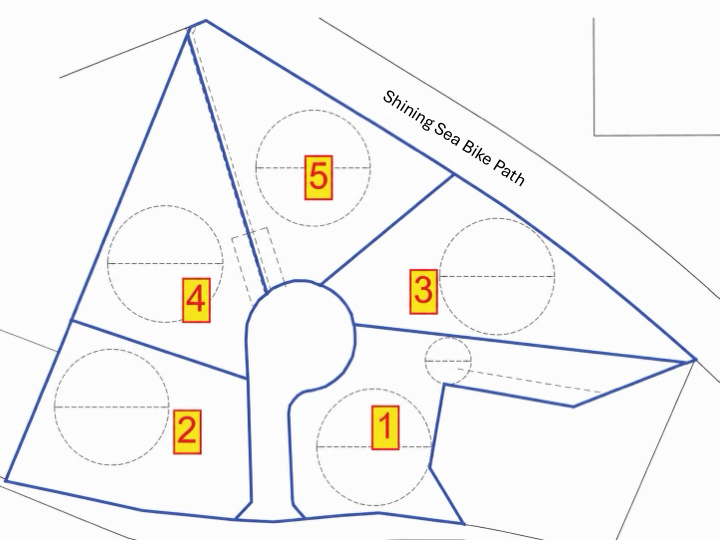 McSweeney Lane — full subdivision site plan showing all five lots, West Falmouth, Massachusetts